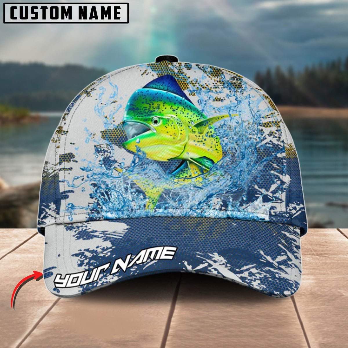 BlueJose Mahi Mahi Fishing Hooked On Victory Personalized Cap