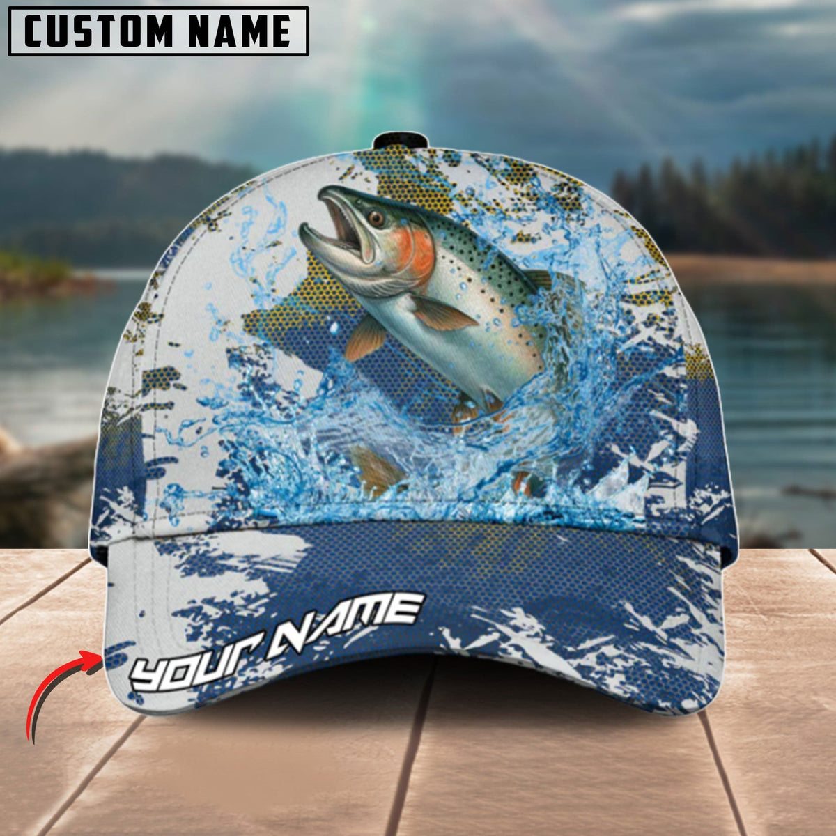 BlueJose Salmon Fishing Hooked On Victory Personalized Cap