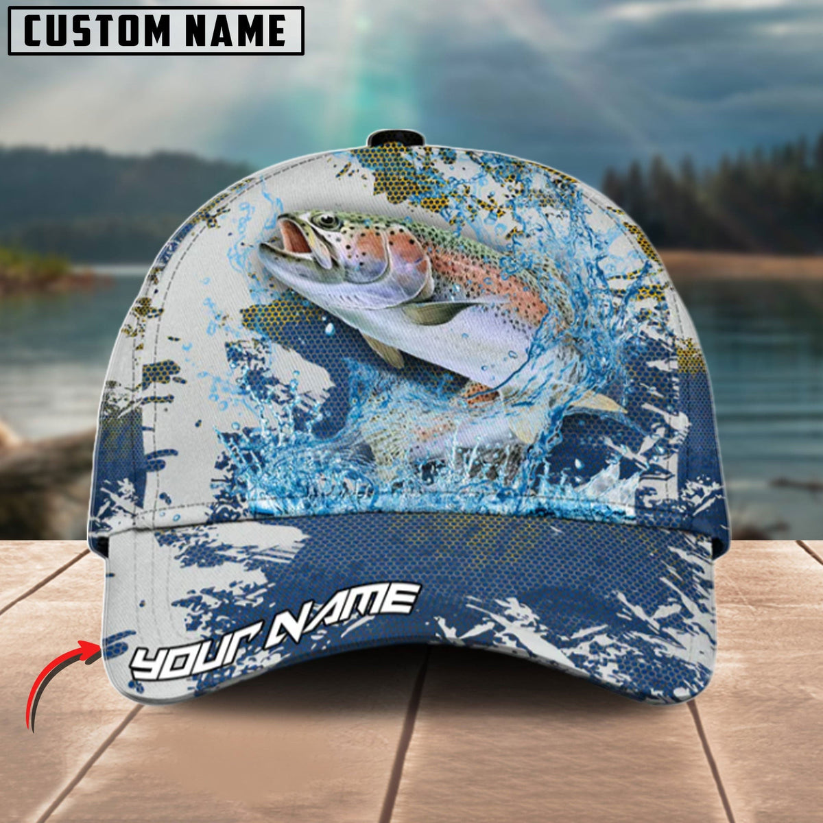 BlueJose Trout Fishing Hooked On Victory Personalized Cap