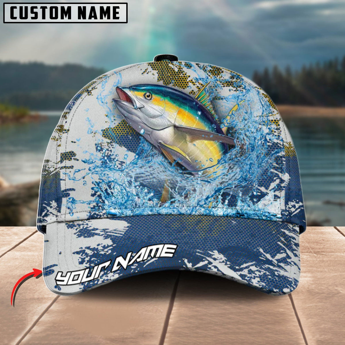 BlueJose Tuna Fishing Hooked On Victory Personalized Cap