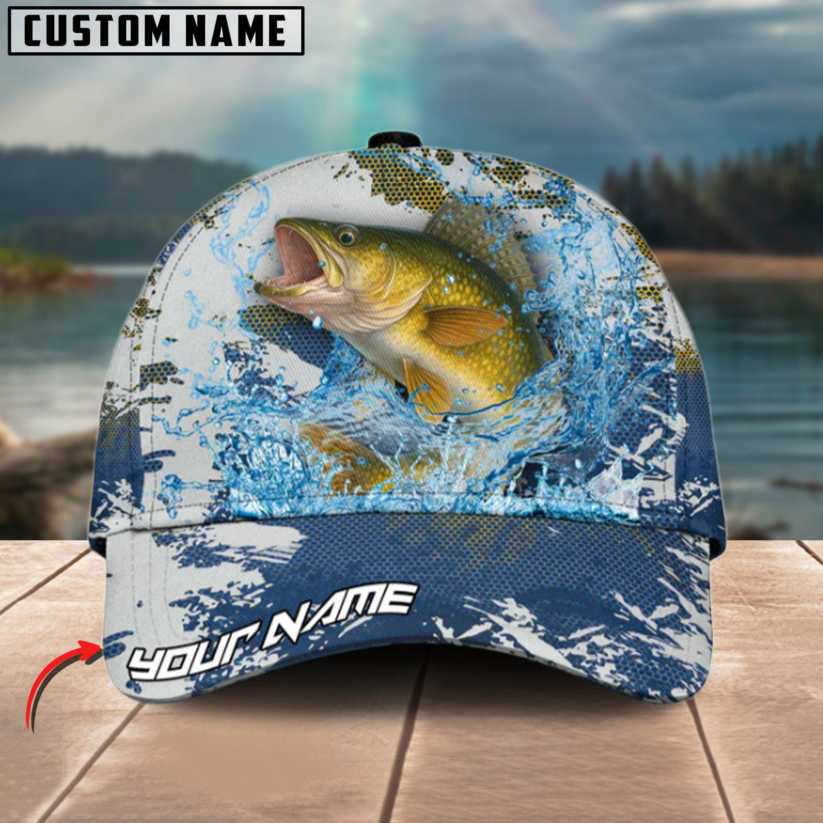 BlueJose Walleye Fishing Hooked On Victory Personalized Cap