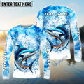 BlueJose Marlin Fishing Blue Sea Catching Design Name & Team Name 3D Shirts