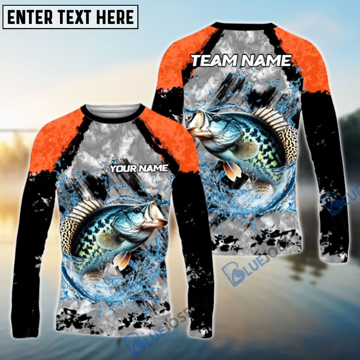 BlueJose Crappie Fishing Gray Crimson Catch Design Name & Team Name 3D Shirts