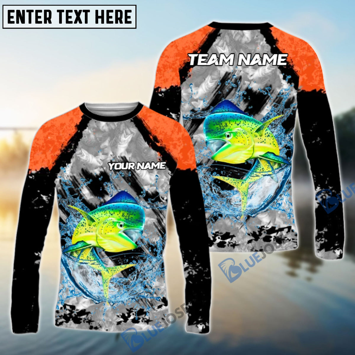 BlueJose Mahi Mahi Fishing Gray Crimson Catch Design Name & Team Name 3D Shirts