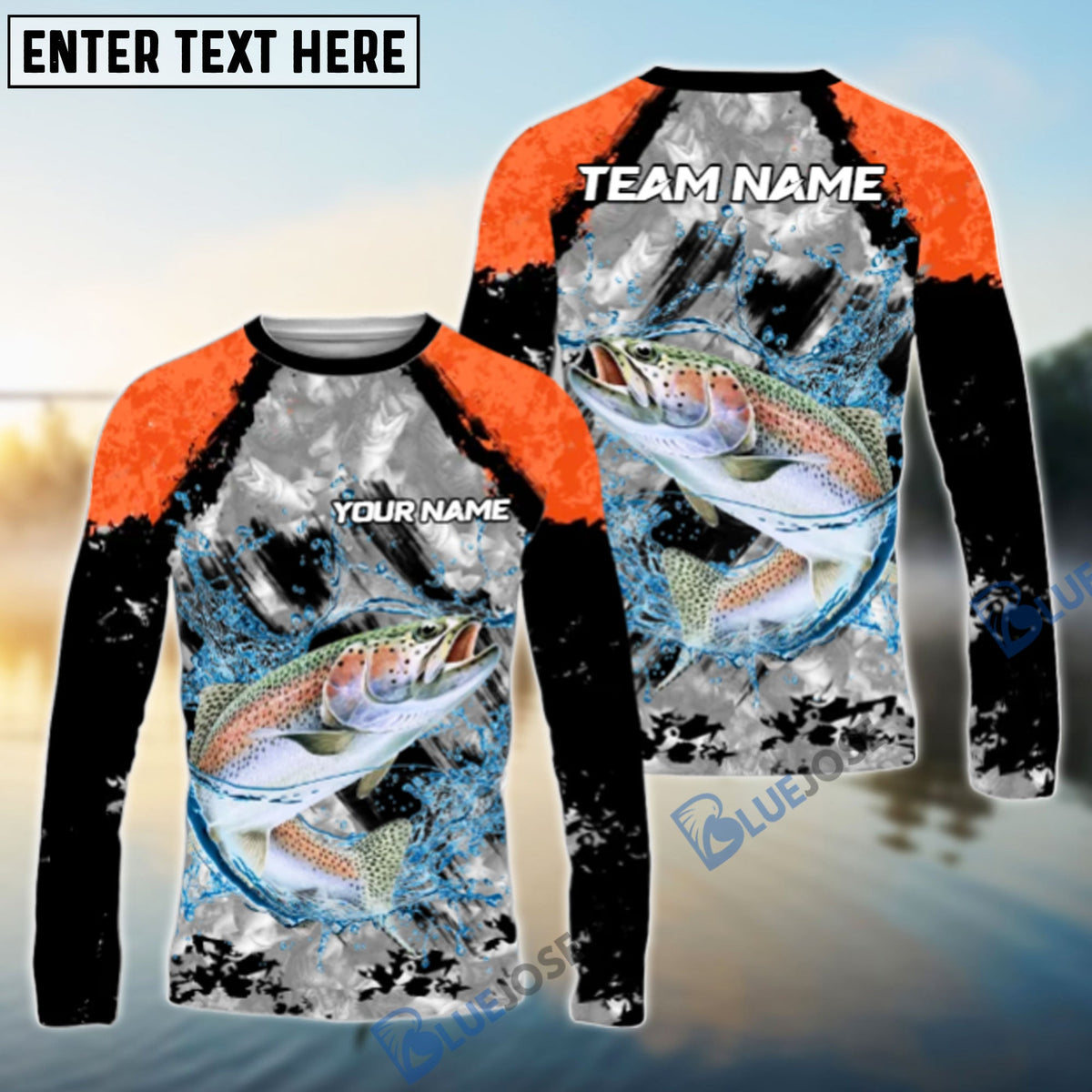 BlueJose Trout Fishing Gray Crimson Catch Design Name & Team Name 3D Shirts