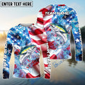 BlueJose Tuna Fishing American Flag Patriot Catch Design Name & Team Name 3D Shirts