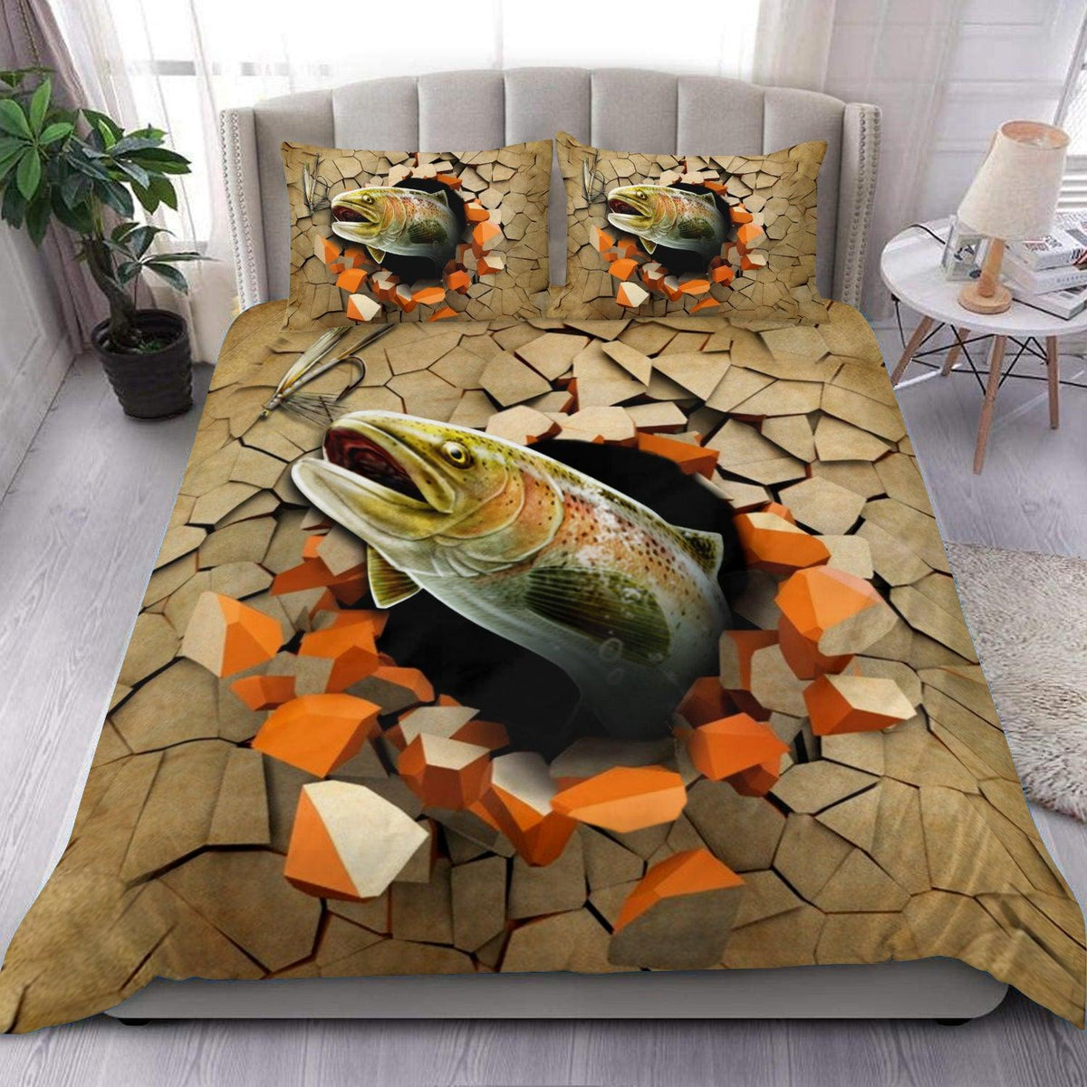 BlueJose Fishing Broken Pattern Bedding Set