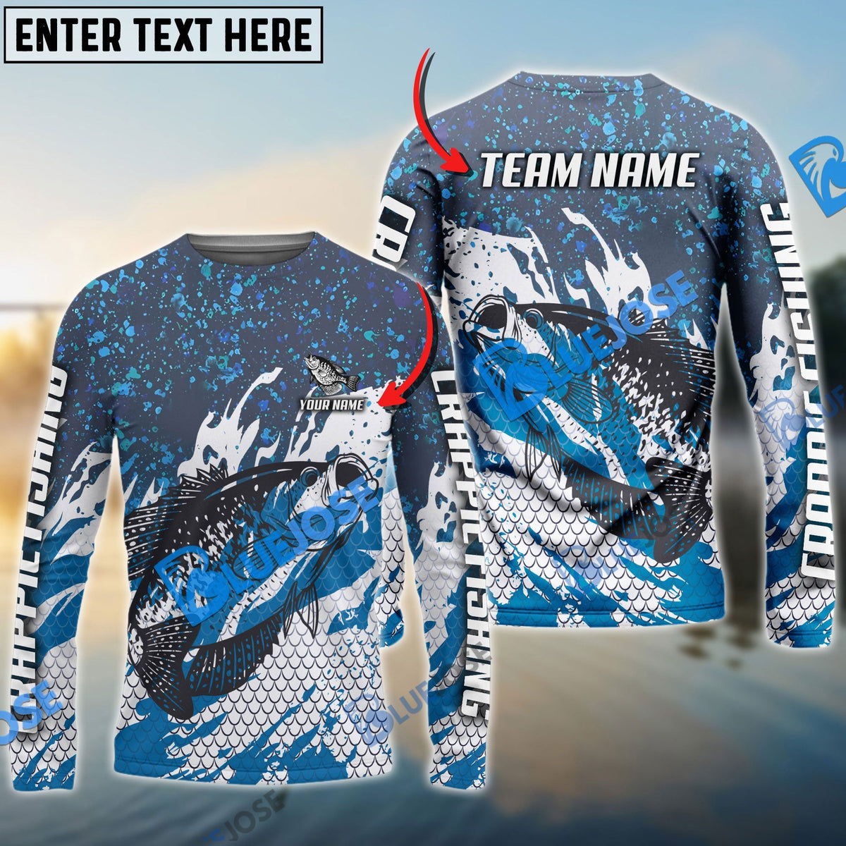 BlueJose Crappie Fishing Bluefin Sport Custom Name & Team Name 3D Shirts