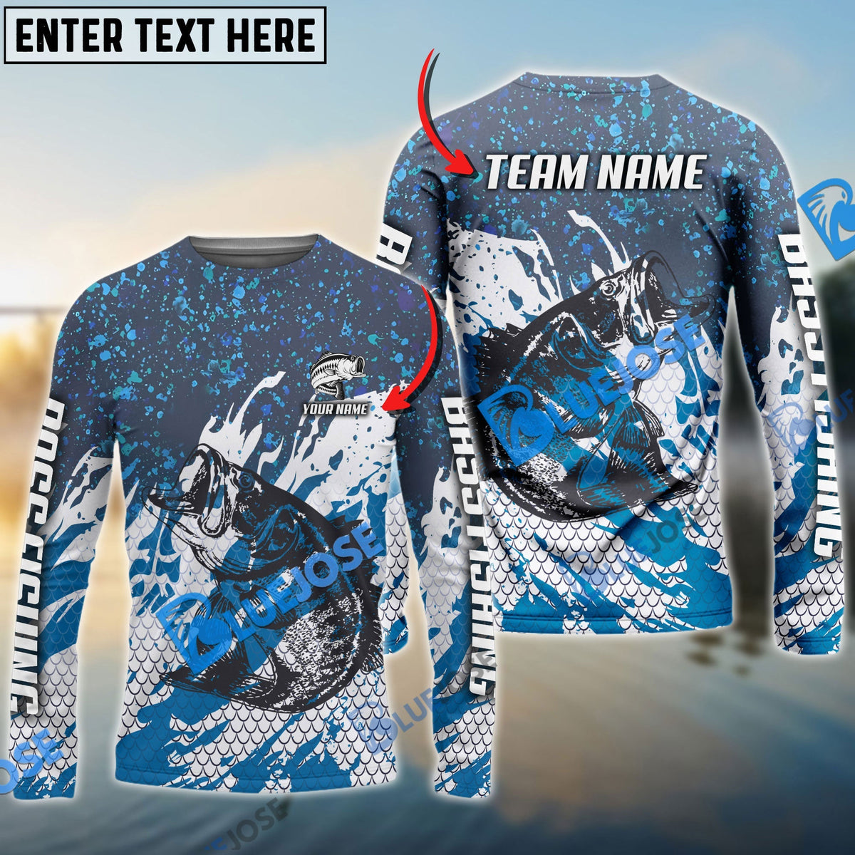 BlueJose Bass Fishing Bluefin Sport Custom Name & Team Name 3D Shirts