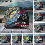 BlueJose Fishing Camo Flag Patriot Personalized Cap (11 Breeds)