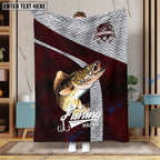BlueJose Custom Name Walleye Fishing Red Blanket
