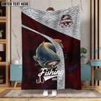 BlueJose Custom Name Catfish Fishing Red Blanket