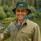 BlueJose Bass Fish Pattern Custom Name Bucket Hat