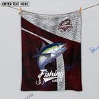 BlueJose Custom Name Tuna Fishing Red Blanket