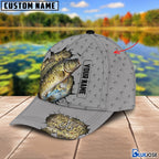 BlueJose Custom Name Crappie Fishing Grey 3D Cap