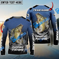 BlueJose Crappie Fishing Navy Hexagon Sport Custom Name & Team Name 3D Shirts