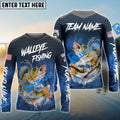 BlueJose Walleye Fishing Dark Blue American Sport Custom Name & Team Name 3D Shirts