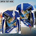 BlueJose Walleye Fishing Blue White Sport Custom Name & Team Name 3D Shirts