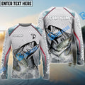 BlueJose Striped Bass Fishing White Fin Water Silhouette Sport Custom Name & Team Name 3D Shirts