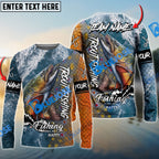 BlueJose Trout Fishing Skin Seawave Custom Name & Team Name 3D Shirts
