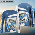 BlueJose Striped Bass Fishing Light Navy Sport Custom Name & Team Name 3D Shirts