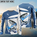 BlueJose Salmon Fishing Light Navy Sport Custom Name & Team Name 3D Shirts