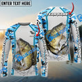 BlueJose Crappie Fishing Light Blue Camo Sport Custom Name & Team Name 3D Shirts