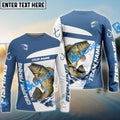 BlueJose Crappie Fishing Light Navy Sport Custom Name & Team Name 3D Shirts
