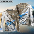 BlueJose Salmon Fishing White And Grass Camo Sport Custom Name & Team Name 3D Shirts