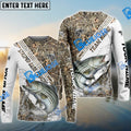 BlueJose Striped Bass Fishing White And Grass Camo Sport Custom Name & Team Name 3D Shirts