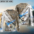 BlueJose Musky Fishing White And Grass Camo Sport Custom Name & Team Name 3D Shirts