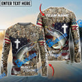 BlueJose Musky Fishing Cross Camo Custom Name & Team Name 3D Shirts