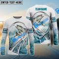 BlueJose Striped Bass Fishing White Fin Water Sport Custom Name & Team Name 3D Shirts