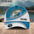 BlueJose Striped Bass Fishing Blue Water Pattern Personalized Cap