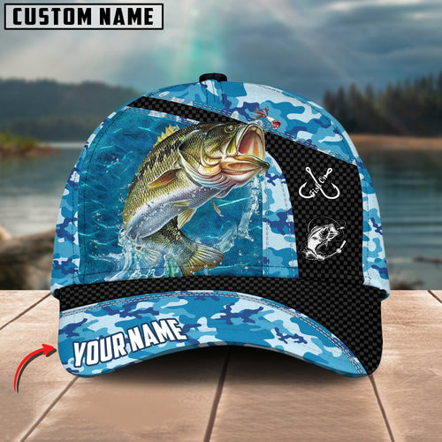 BlueJose Bass Fishing Blue Camo Personalized Cap