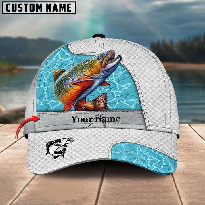 BlueJose Trout Fishing White Blue Water Sport Personalized Cap