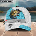 BlueJose Bass Fishing White Blue Water Sport Personalized Cap