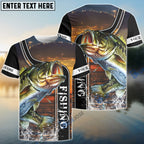 BlueJose Bass Fishing Sunset Custom Name 3D Shirt